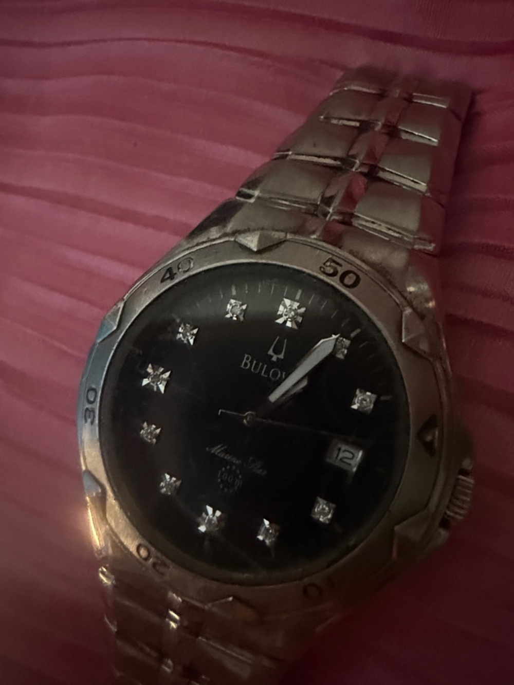 Bulova Men’s Black Dial Stainless Steel Bracelet Watch